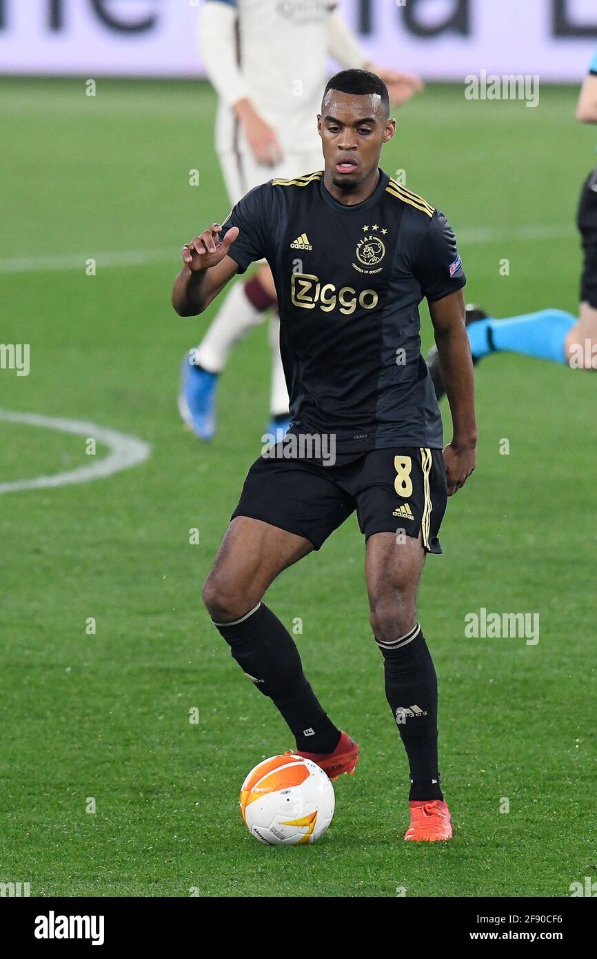 Rom, Italien. April 2021. Ryan Gravenberch von Ajax beim Viertelfinale der Roma vs Lazio Europa League Credit: Roberto Ramaccia/Alamy Live News Stockfoto