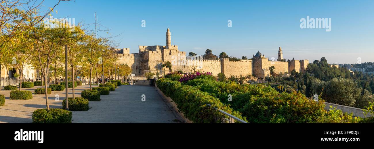 Mauern der Altstadt von Jerusalem, Jerusalem, Israel Stockfoto
