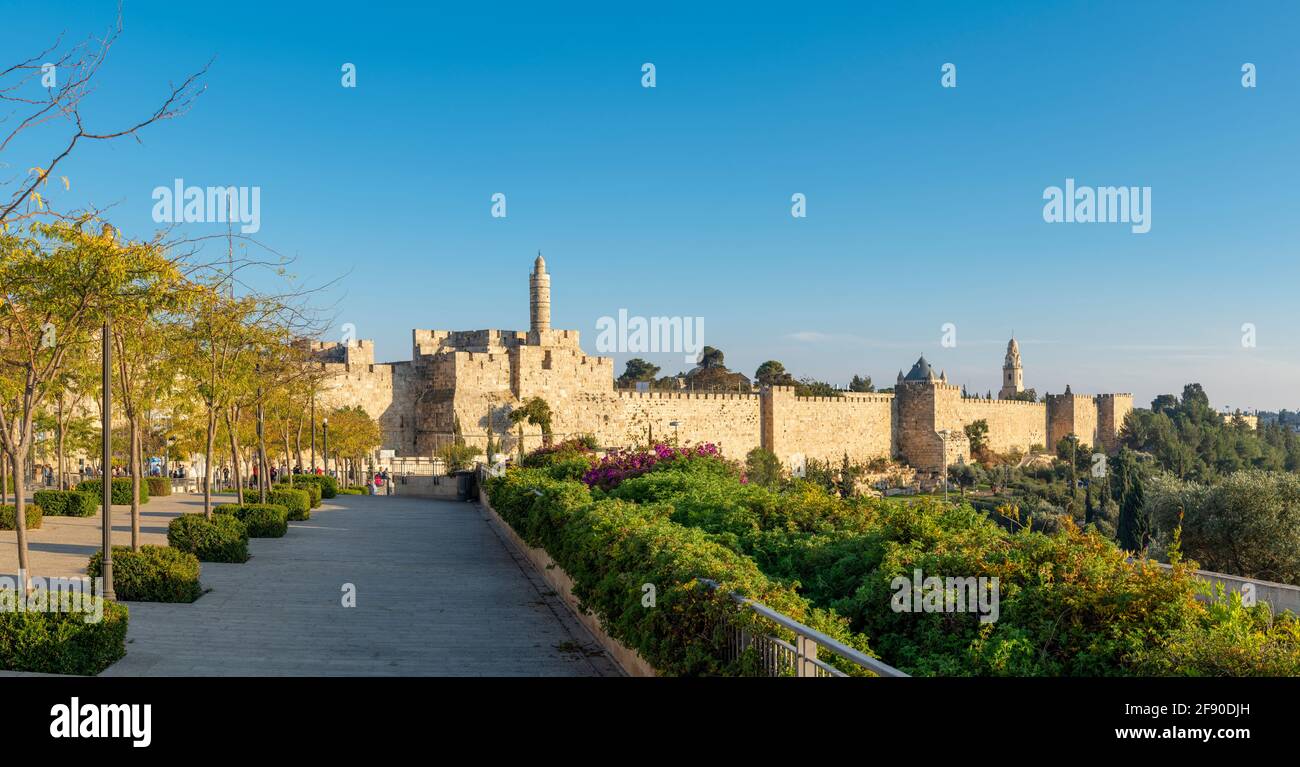 Mauern der Altstadt von Jerusalem, Jerusalem, Israel Stockfoto