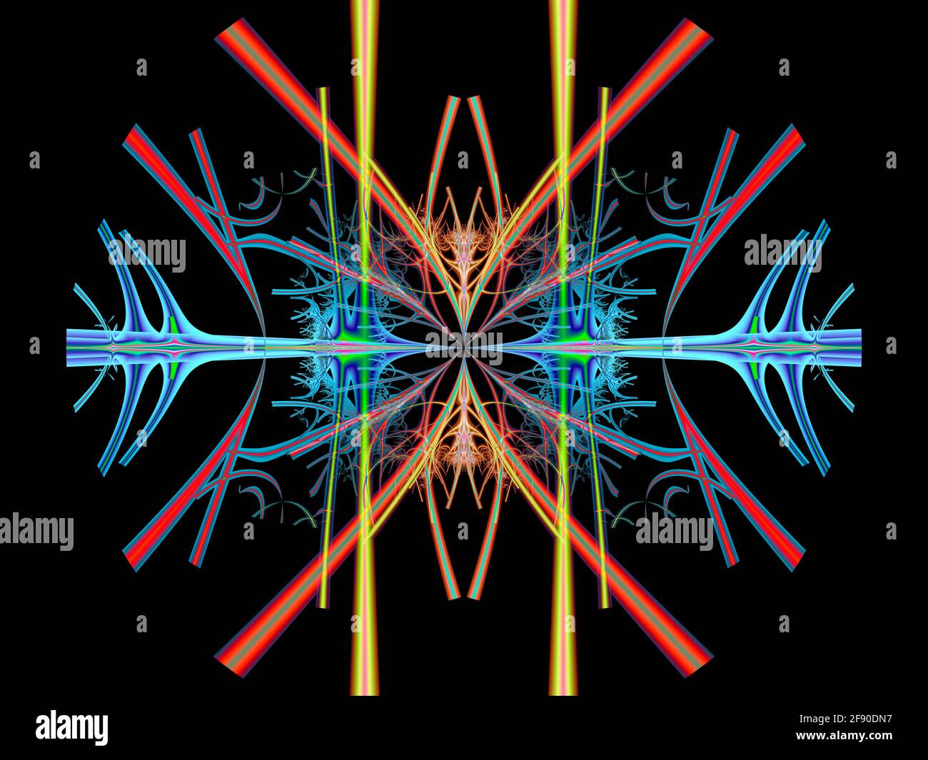 Computergeneriertes Fraktalbild, digitale Kunst. Symmetrie geometrische Kunst Stockfoto
