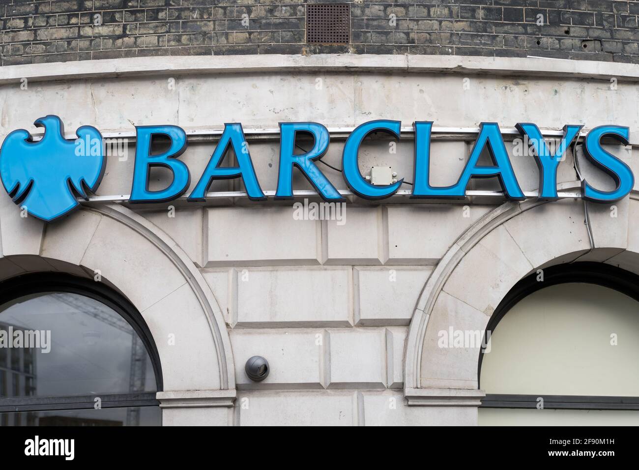 Logo der Barclays Bank, Banner, Markennamen Stockfoto