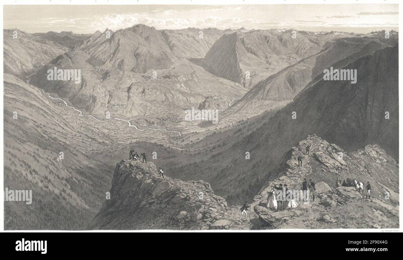 Panorama aus der Entercade (Blick auf die 14 spanischen Dörfer.). Stockfoto