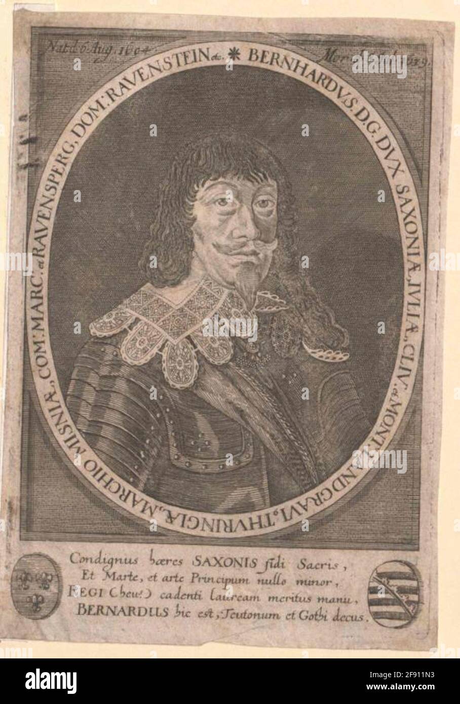 Bernhard, Prinz von Sachsen-Weimar. Stockfoto