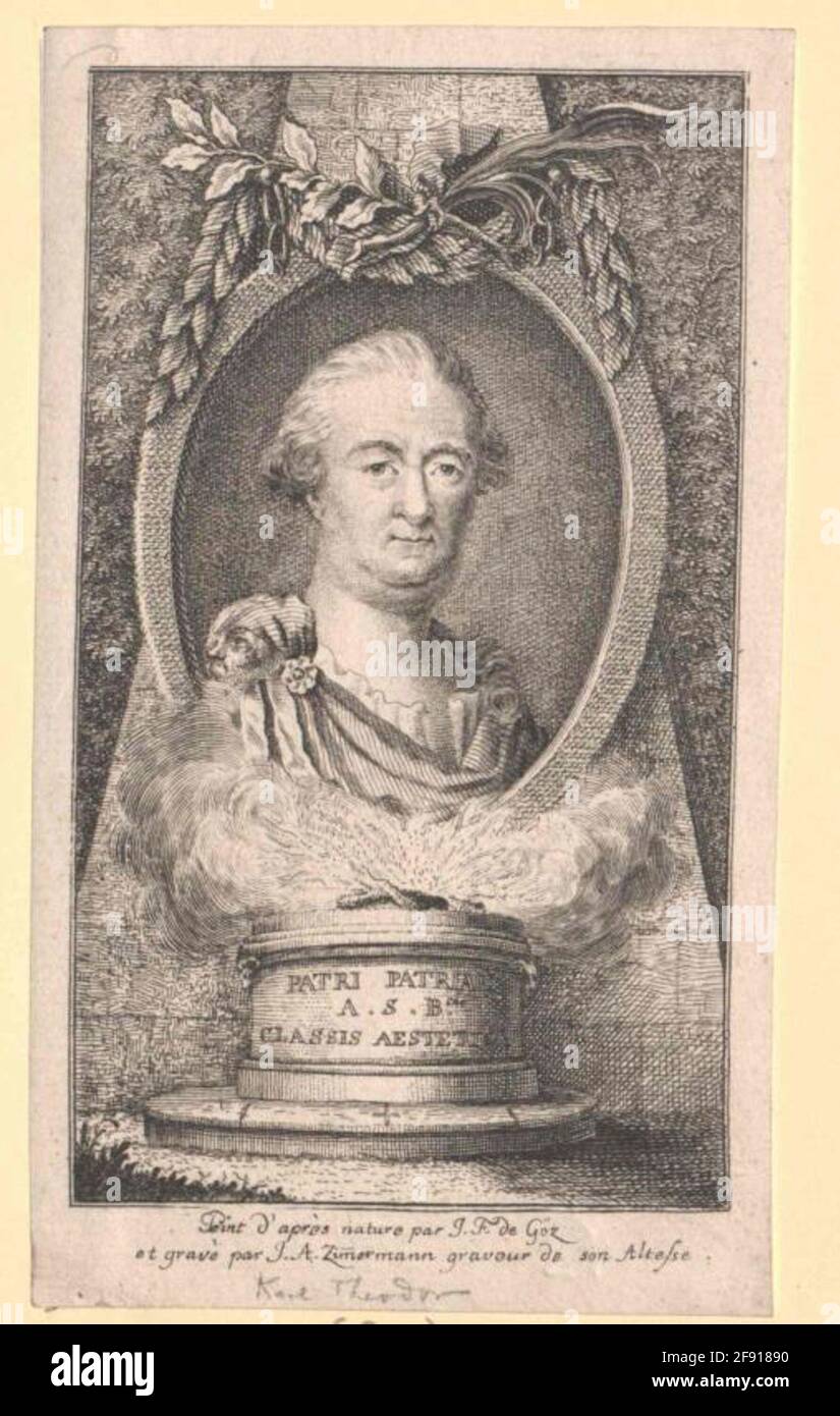 Karl Theodor, Kurfürst von Bayern Maler: Goez, Joseph Franz von Freiherr Stecher: Zimmermann, Joseph Anton Stockfoto