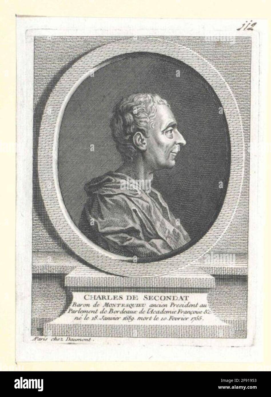 Montesquieu, Charles Baron der gezüchteten und. Stockfoto