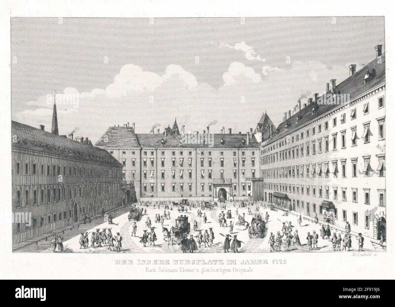 Der innere Burgplatz 1725. Zu Salomon kleineren Simultanoriginals. Stockfoto