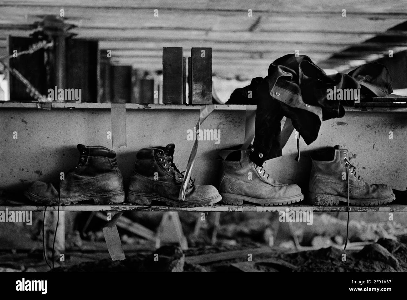 Während des Wiederaufbaus des WTC, Blick unter die U-Bahn-Linie am World Trade Center in New York City. New York, NY 2008 Stockfoto