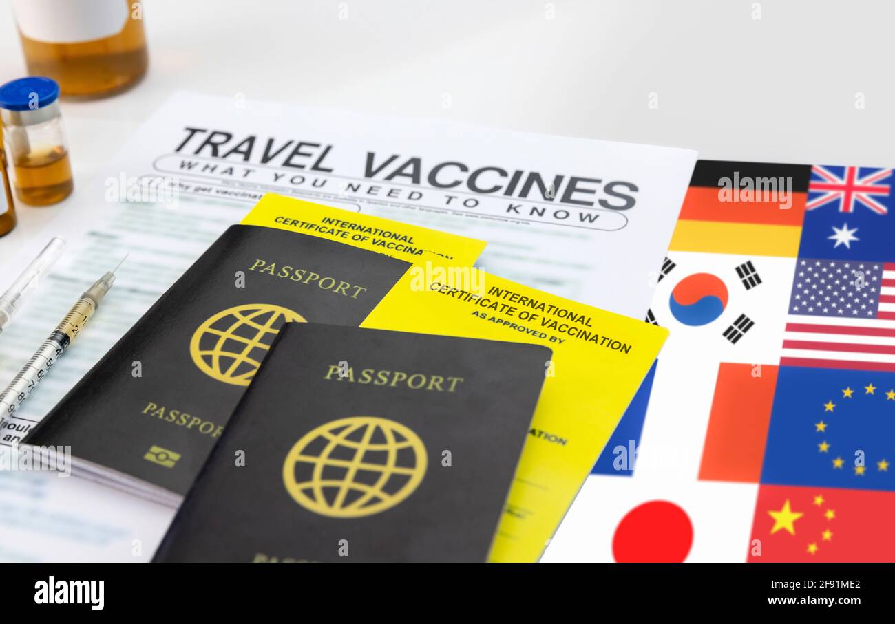 Holen Sie sich vor der Reise einen internationalen Impfpass Stockfoto
