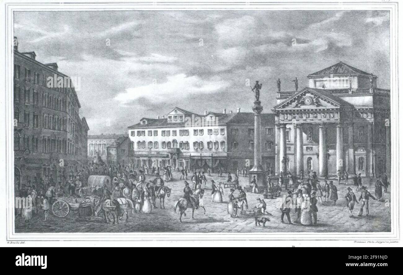 Piazza della Borsa (Tieste). Der Börse Platz in Triest. Stockfoto