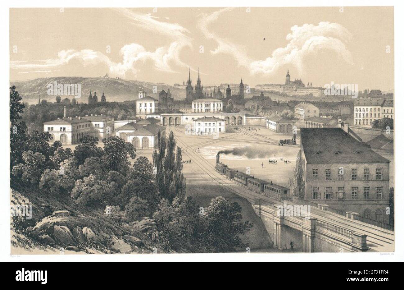 Bahnhof in Prag. Blick auf die Stadt. Stockfoto