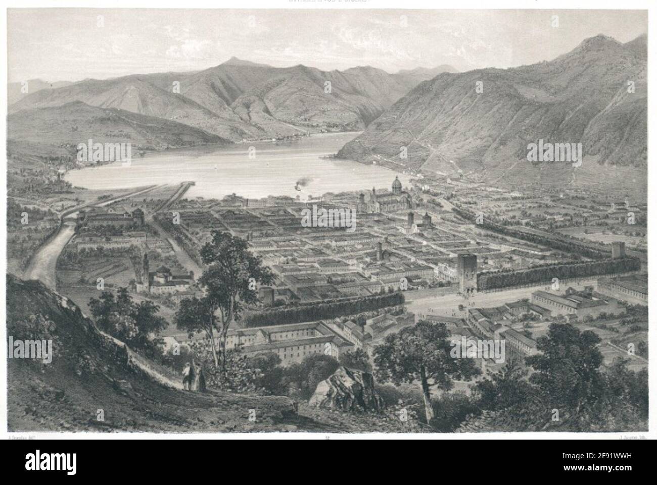 Kommen Sie. Blick auf die Berge von S. abbondio. Stockfoto