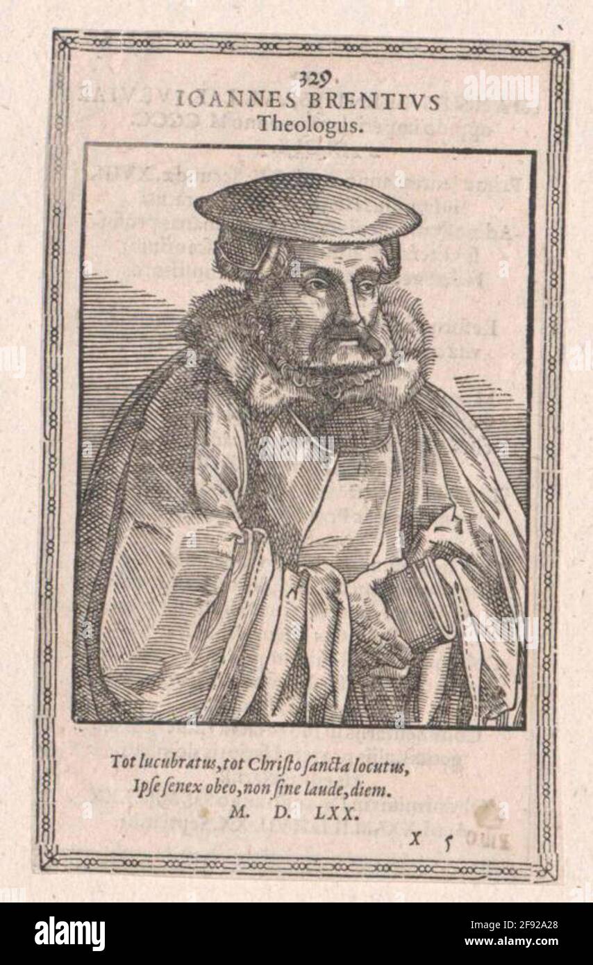 Brentius, Johannes Verlag: Jobin, Bernhardstecher: Stimmer, Tobias Abteilung: Strasbourg Stockfoto