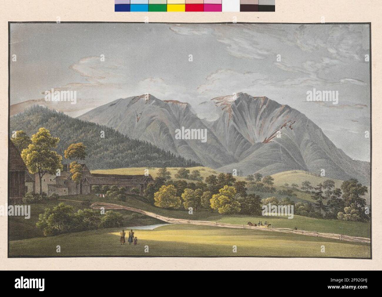 Blick auf den Schneeberg, nach Nature von F. Wolf. Stockfoto
