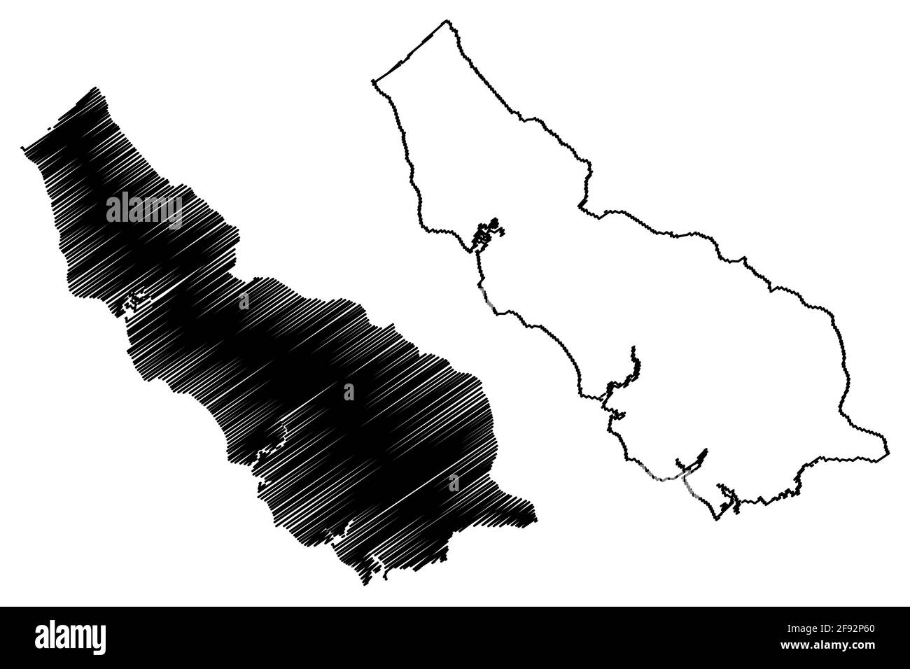 Richmond County, Commonwealth of Virginia (US County, Vereinigte Staaten von Amerika, USA, USA, US) Karte Vektor Illustration, Scribble Skizze Richmond Karte Stock Vektor