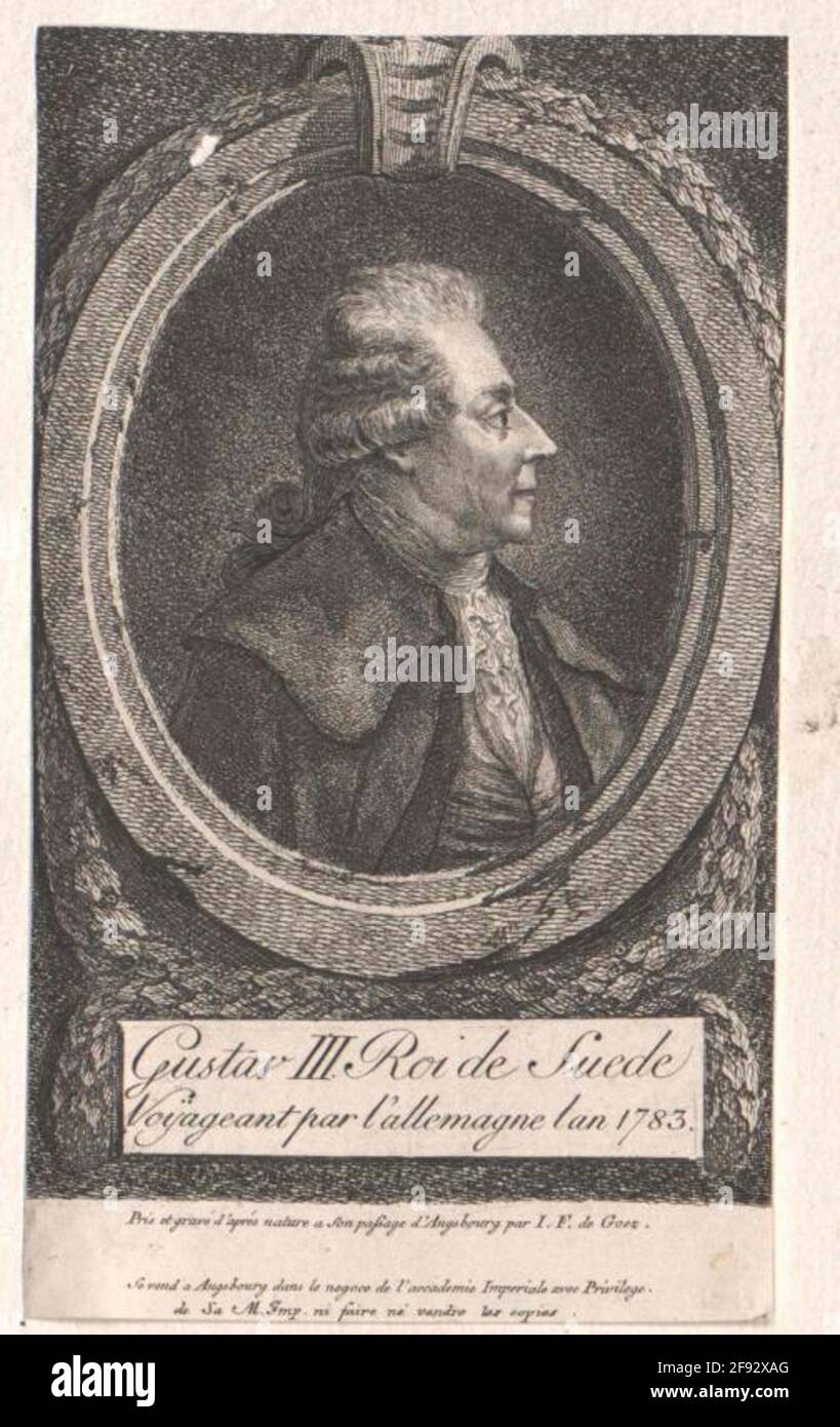 Gustav III., König von Schweden Radiergummi: Goez, Joseph Franz von Freiherr (Freiherr) Dating: 1783 / 1815Factable Ort: Augsburg Stockfoto