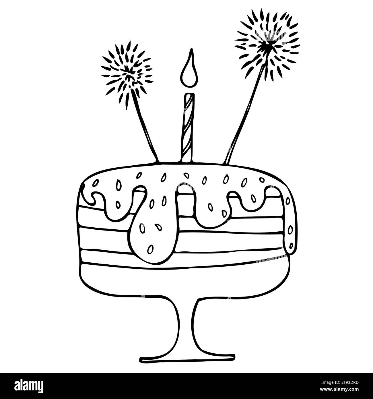 Geburtstagstorte isoliert Vektor mit Creme Dekoration Stockfoto