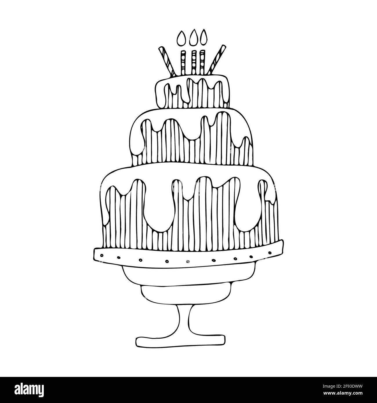 Geburtstagstorte isoliert Vektor mit Creme Dekoration Stockfoto