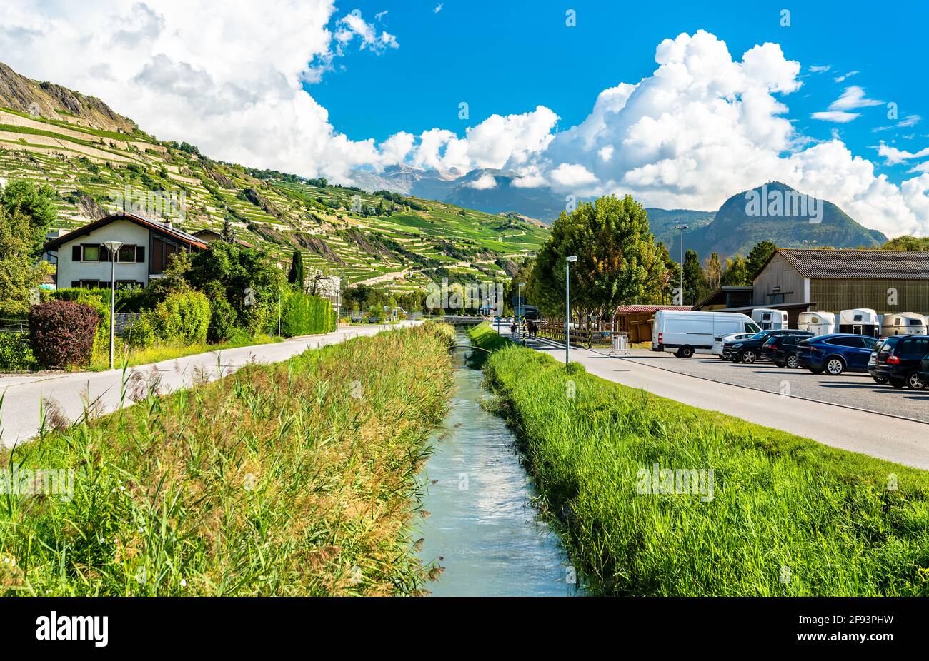 Alpenlandschaft in Sion, Schweiz Stockfoto