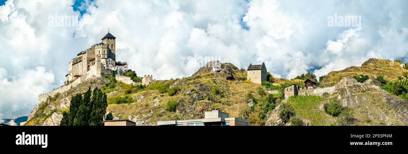 Basilika Valere und Allerheiligen-Kapelle in Sion, Schweiz Stockfoto