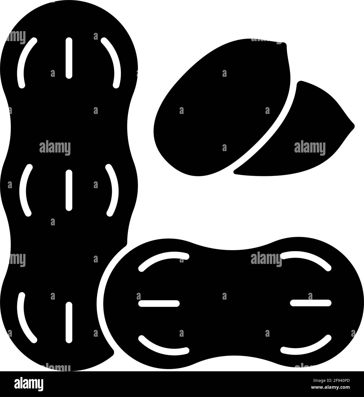 Schwarzes Glyphen-Symbol der Erdnuss Stock Vektor