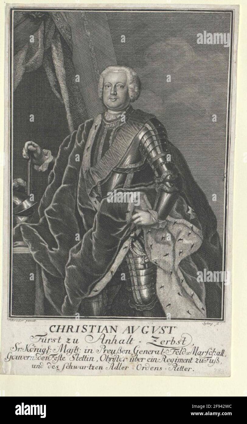 Anhalt-Zerbst, Christian August Prinz Stecher: Sysang, Johann Christophkation: 1730/1757 Stockfoto