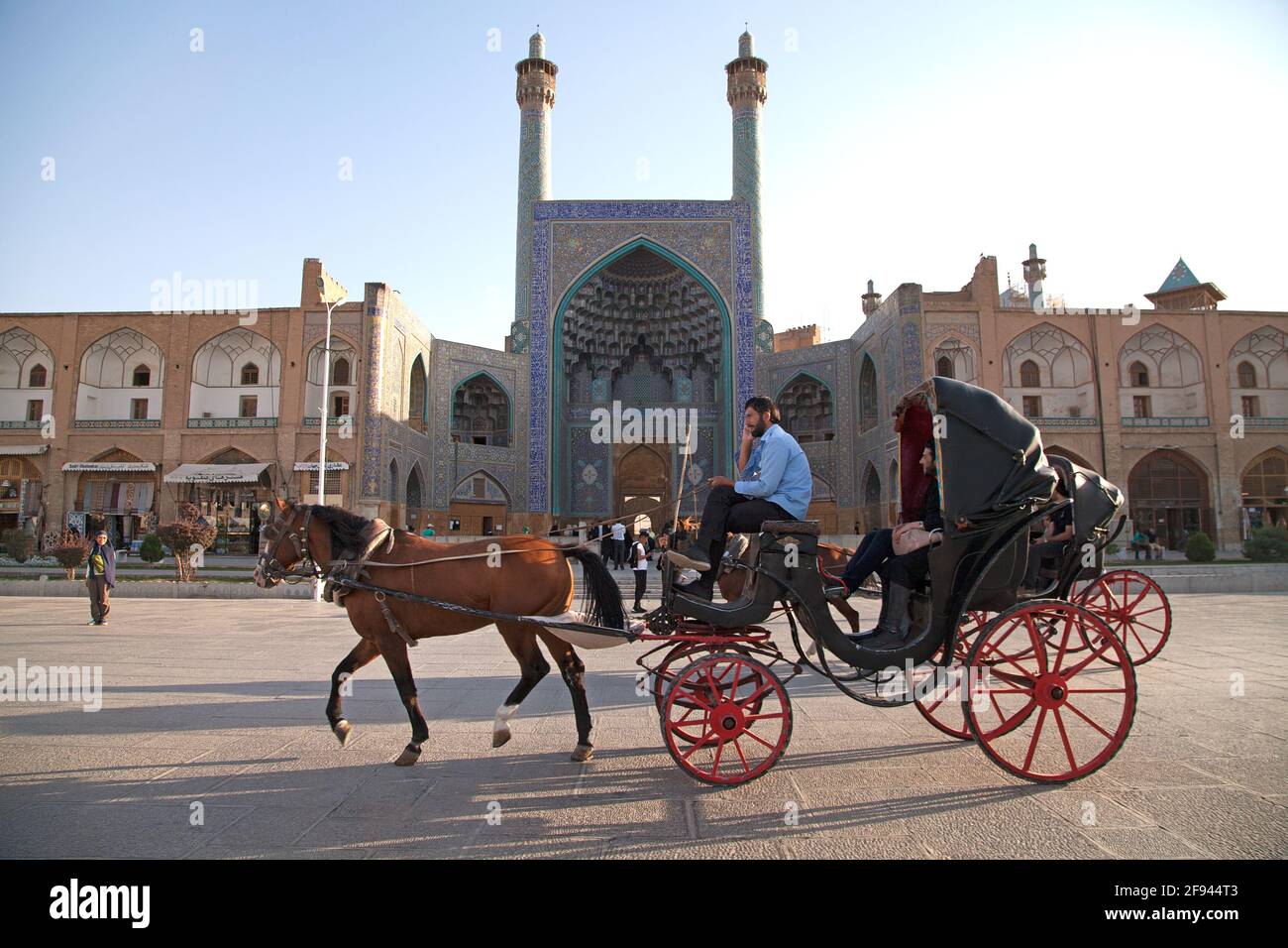 Naqsh-e Jahan Platz, Kutsche in Isfahan, Iran Stockfoto