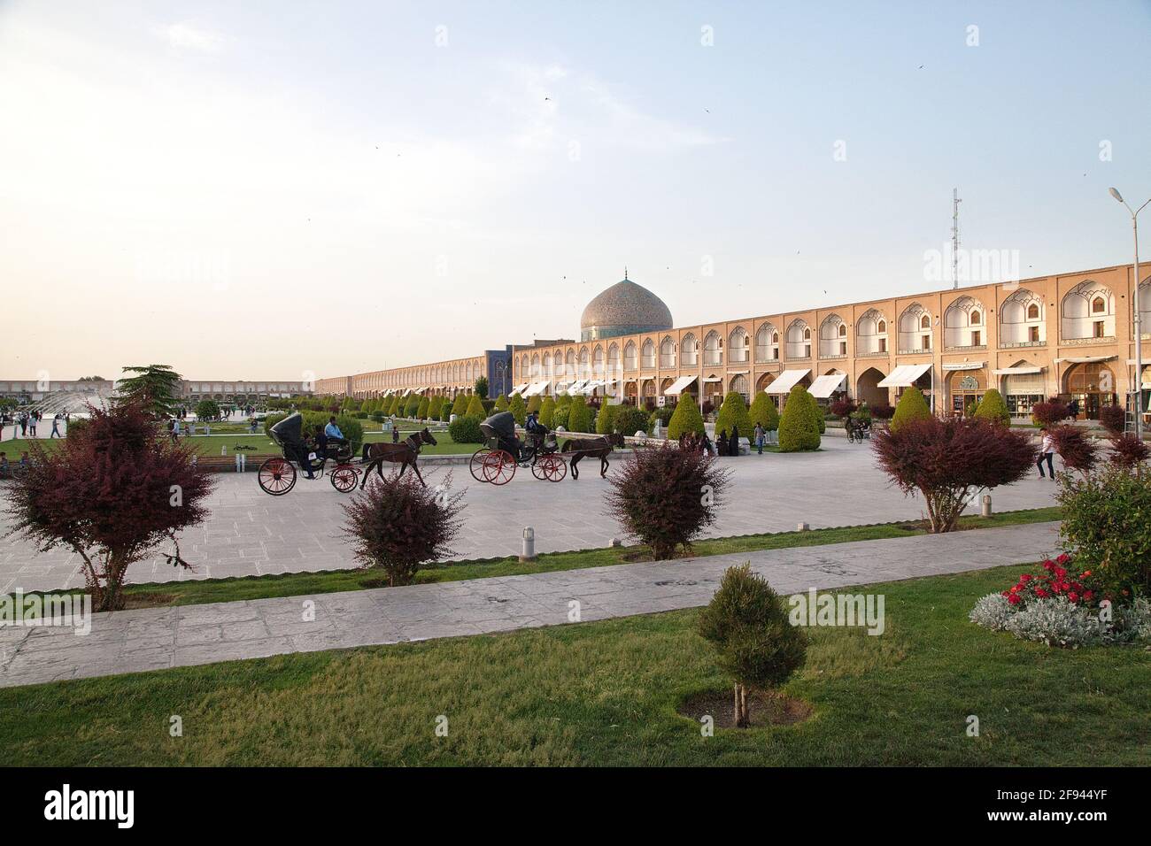 Naqsh-e Jahan Platz, Kutsche in Isfahan, Iran Stockfoto