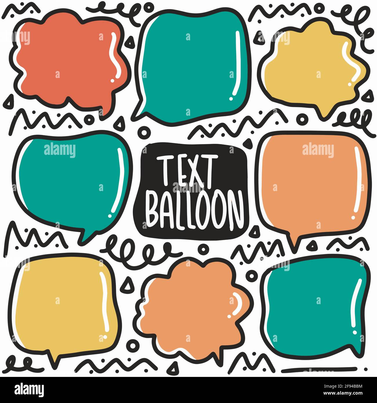 Handgezeichneter Textballon-Doodle-Set Stock Vektor