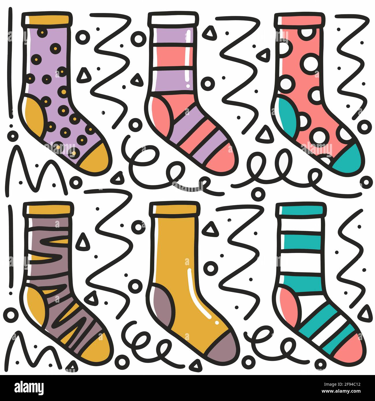 Handgezeichnetes Sockendoodle-Set Stock Vektor