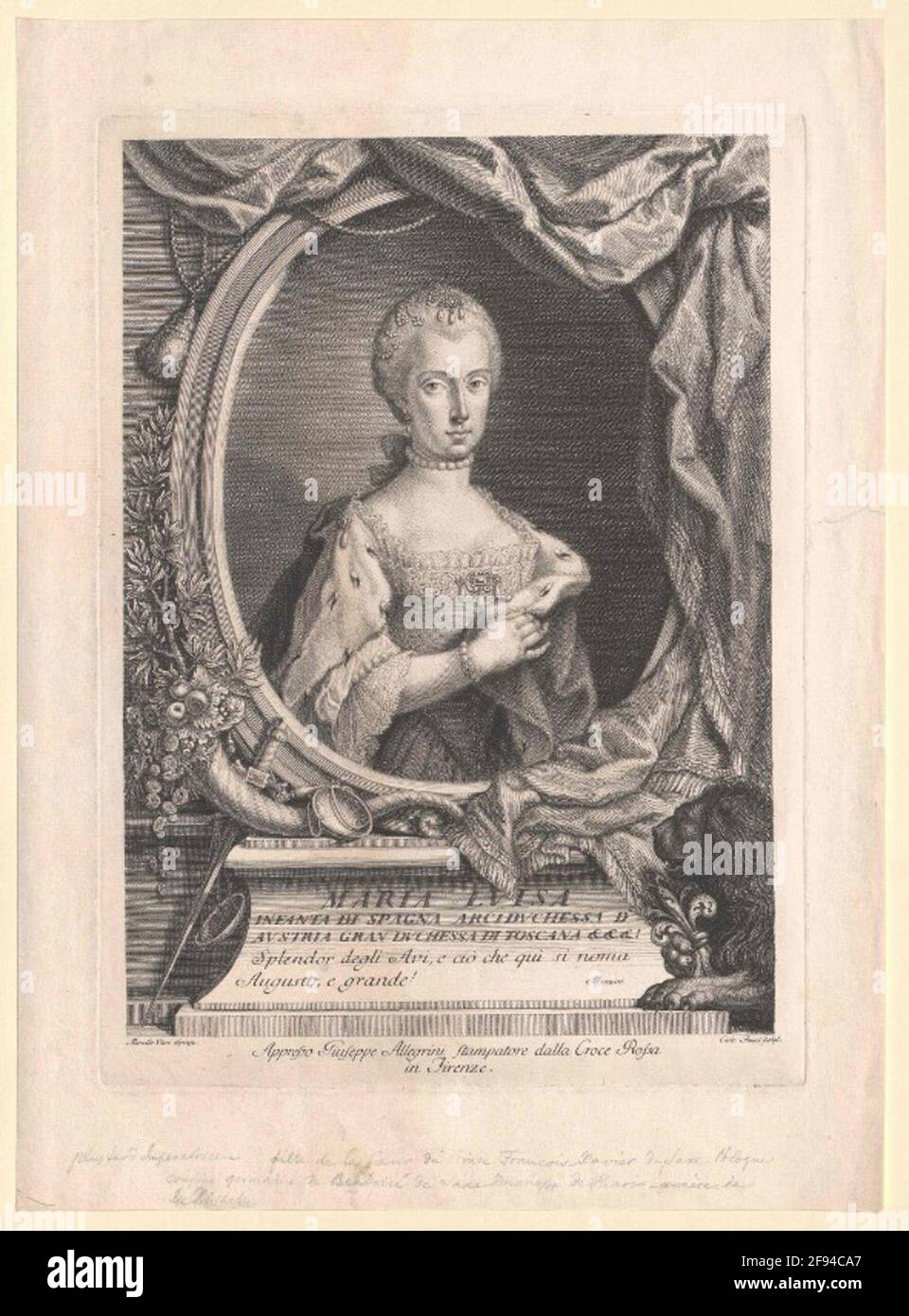 Maria Ludovika, Infantin von Spanien. Stockfoto