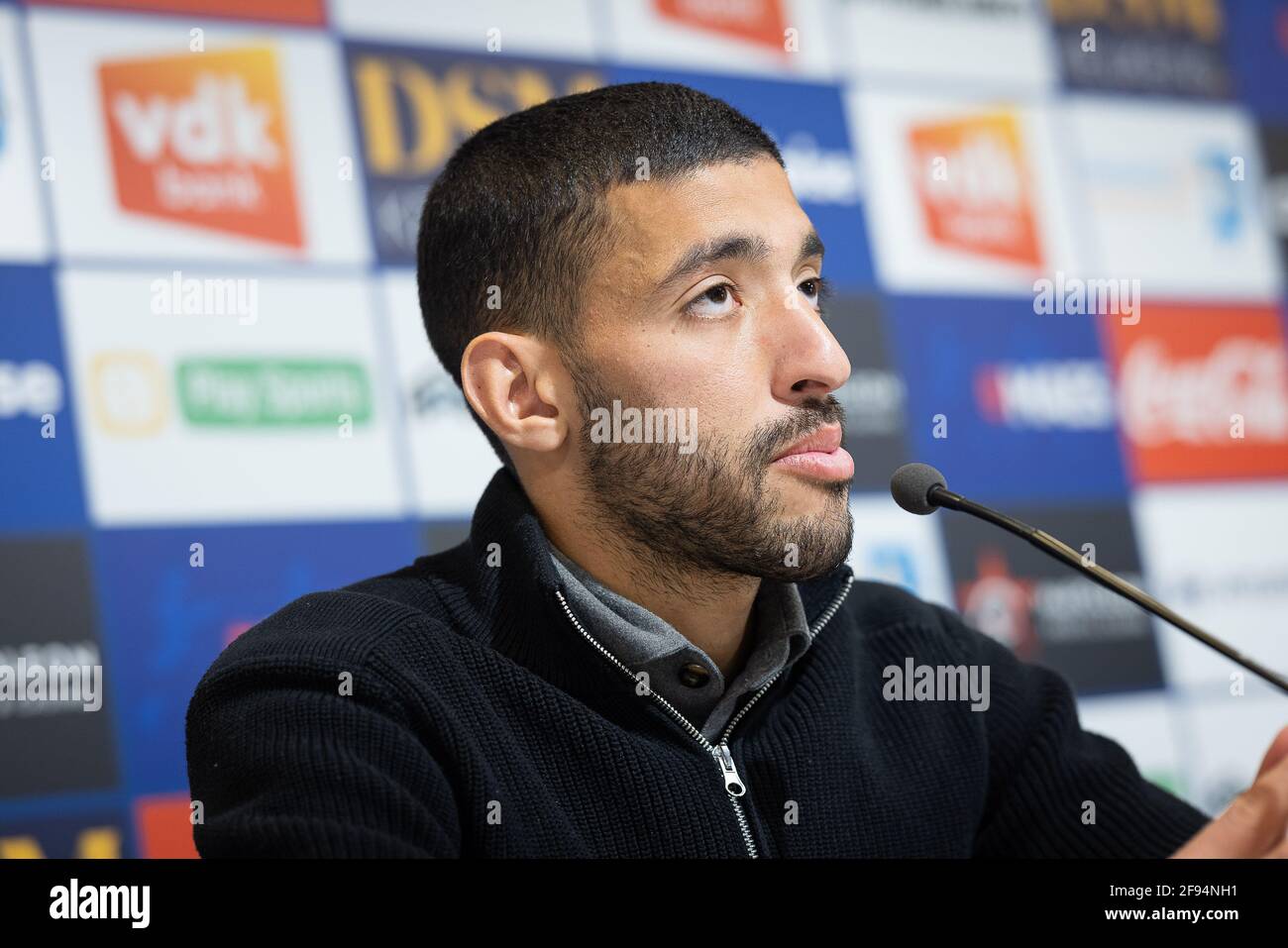 Gents Tarik Tissoudali im Bild während einer Pressekonferenz der belgischen Fußballmannschaft KAA Gent, Freitag, 16. April 2021 in Gent, vor ihrem nächsten Spiel der Stockfoto