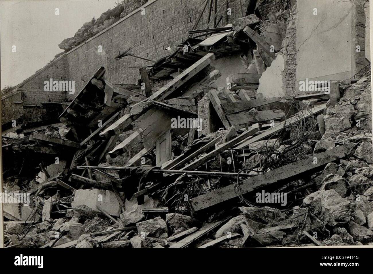 Zerstörte italienische Baracken. Aufgenommen am 24. Mai 1916. Stockfoto