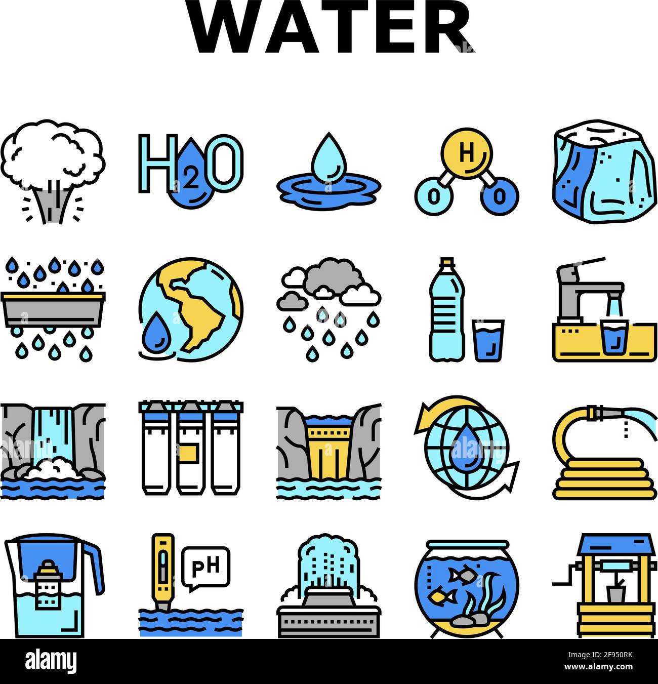 Symbole Für Die Sammlung Der Wasseraufbereitung Set Vector Stock Vektor