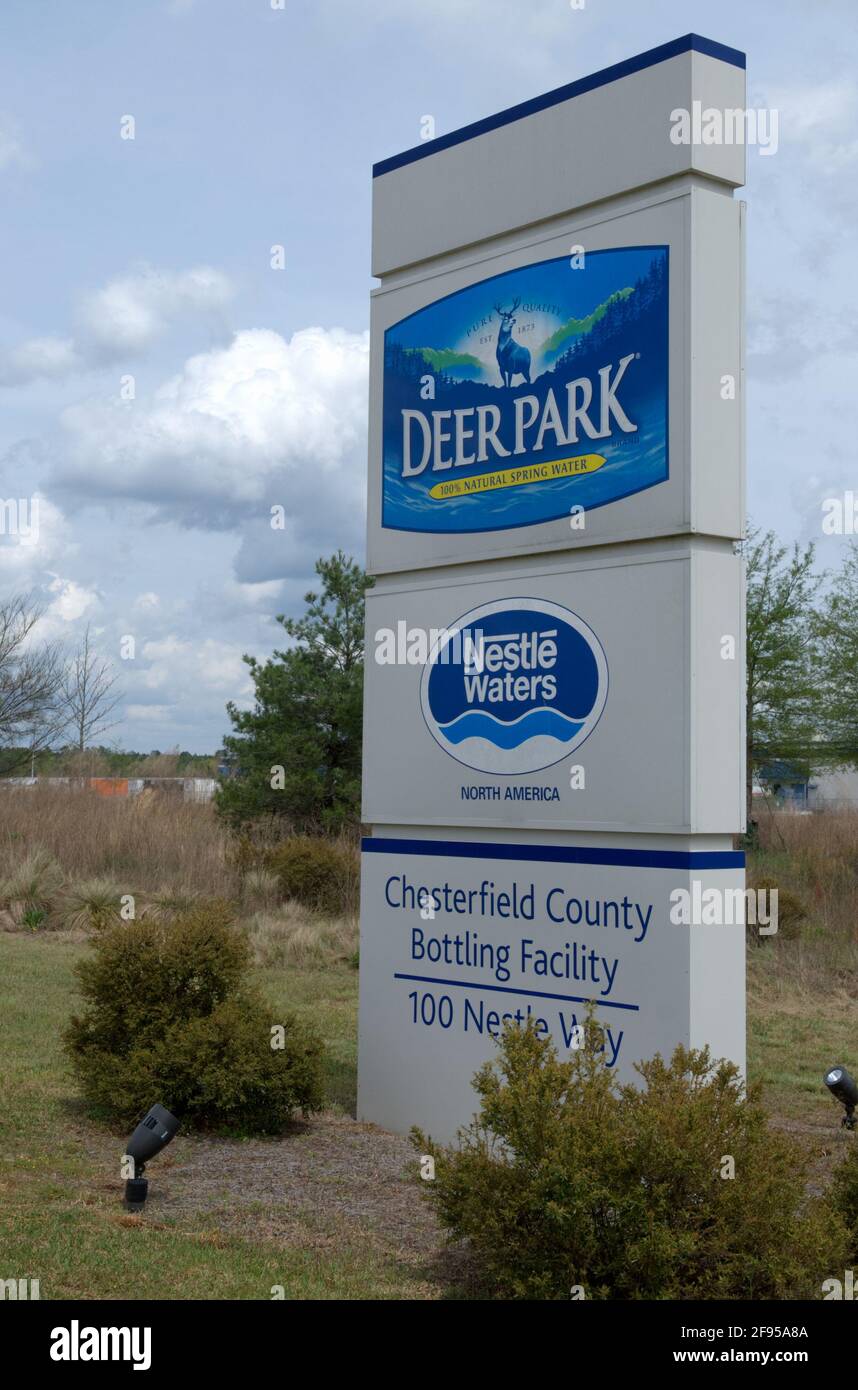 Deer Park Nestle Waters Abfüllanlage McBee, SC, USA Stockfoto
