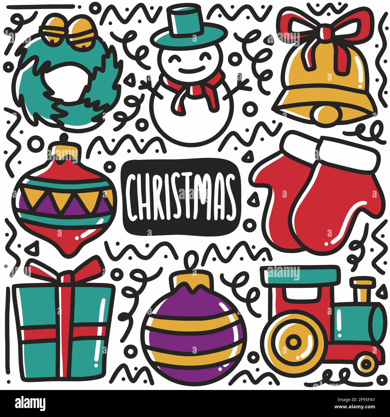 Handgezeichnetes doodle-Set für den weihnachtsfeiertag Stock Vektor