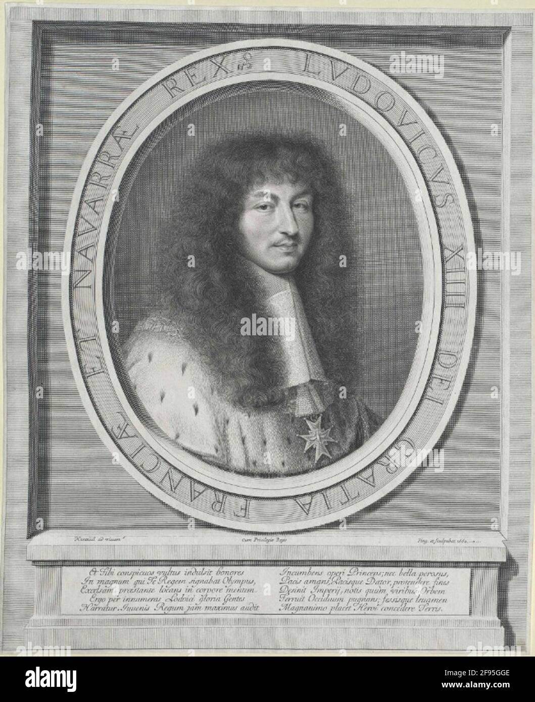 Ludwig XIV., König von Frankreich Stich durch eigenes ad vivum Gemälde von Robert Nanteuil Stockfoto