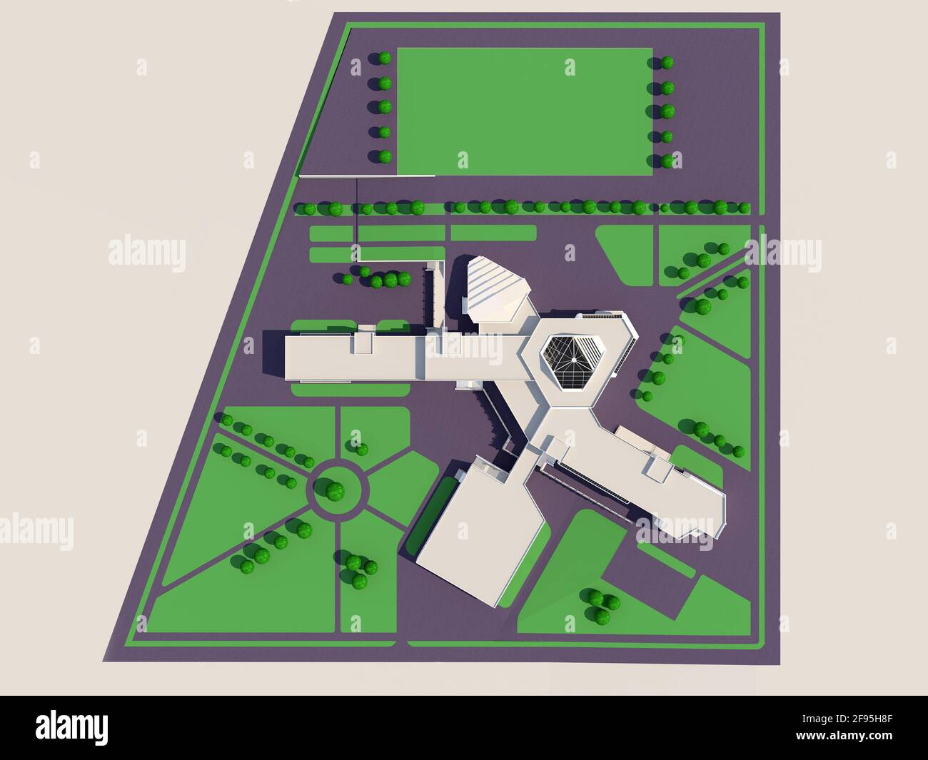 Architektur 3d-Masterplan des Schulgebäudes Stockfoto
