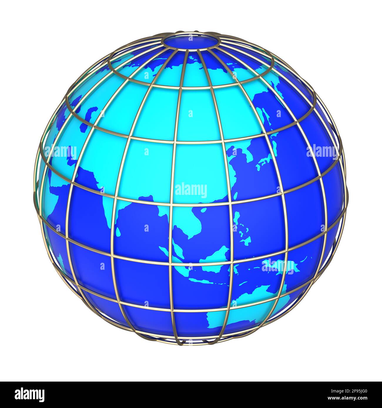 Erdglobus-Symbol auf weißem Hintergrund. Seite von Asien und Australien Stockfoto