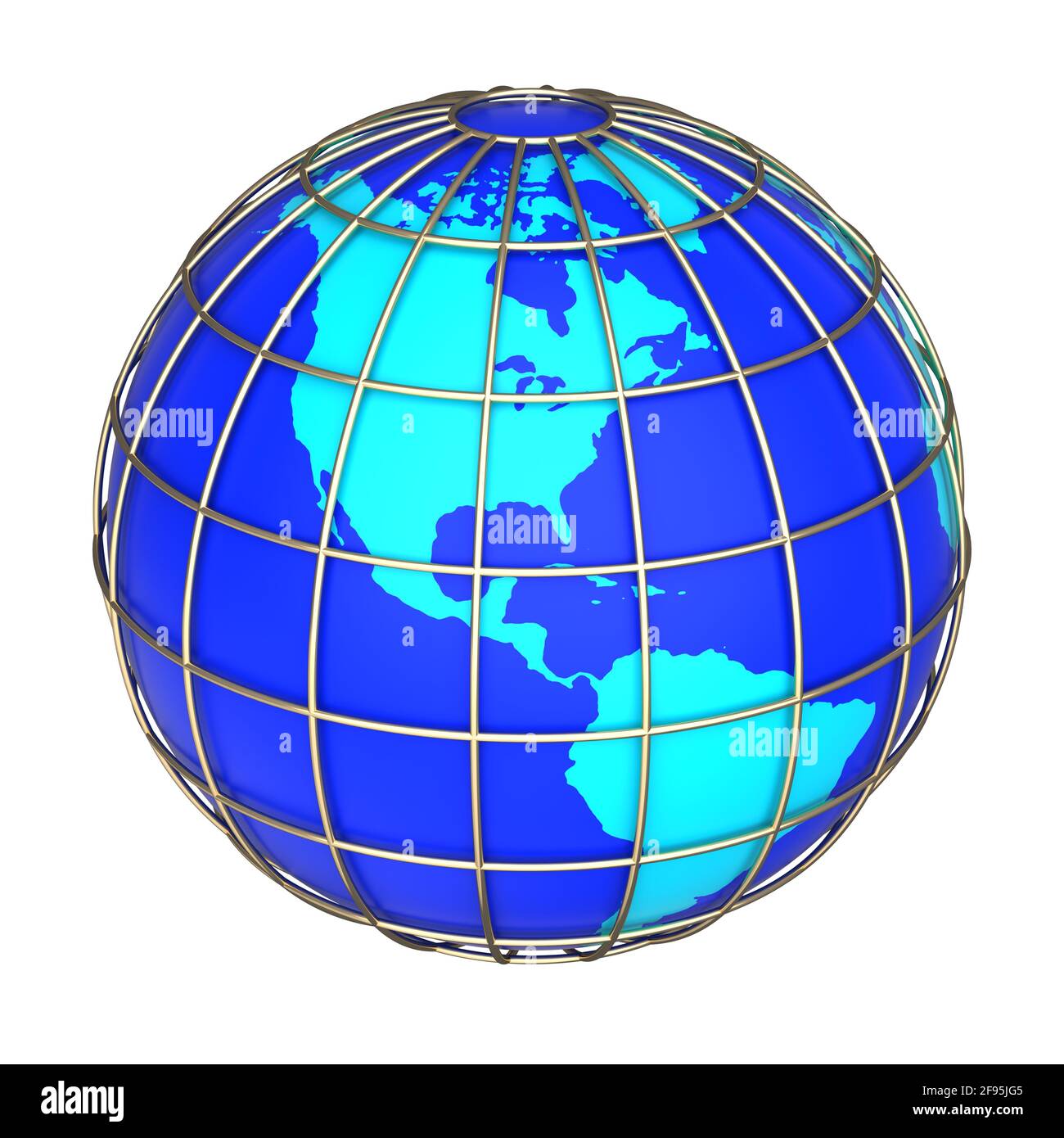 Erdglobus-Symbol auf weißem Hintergrund. Seite des Nord- und Südamerikakontinents Stockfoto