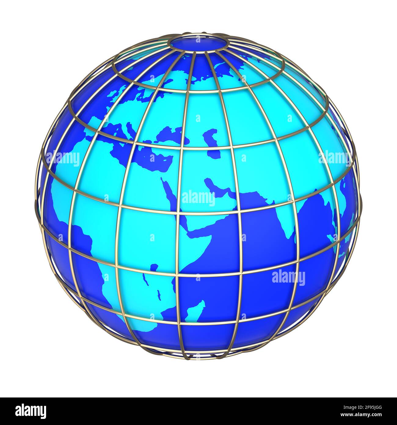 Erdglobus-Symbol auf weißem Hintergrund. Seite von Europa und Afrika Stockfoto