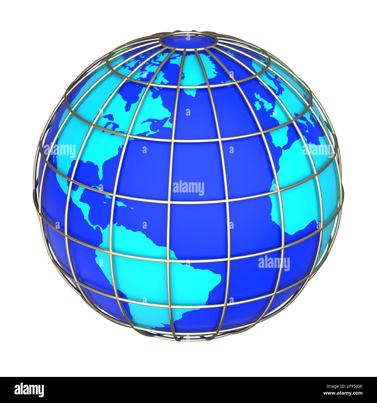 Erdglobus-Symbol auf weißem Hintergrund. Seite des Atlantischen Ozeans Stockfoto