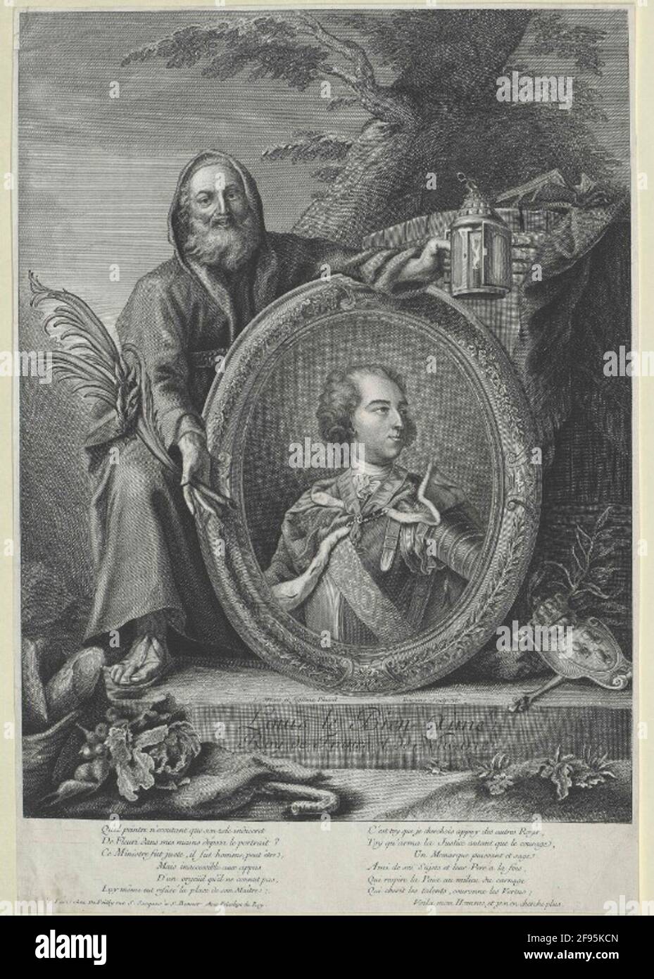 Ludwig XV., König von Frankreich Stecher: Basan, Pierre-Françoisverleger: Pooly, Nicolas Jean-Baptist Dedation: 1738/1758 Verlag: Paris Stockfoto