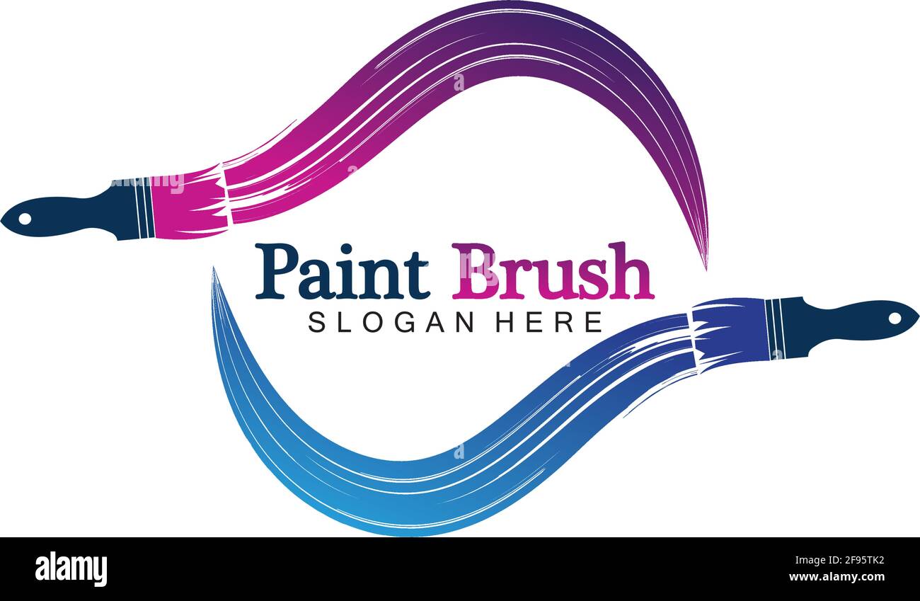 Abstrakte Vektor Malerei Pinsel und bunte Farbe Splash Symbol, Emblem, Logo-Design mit Farbe Alternative und Graustufen-Version. Editierbares EPS-Format d Stock Vektor