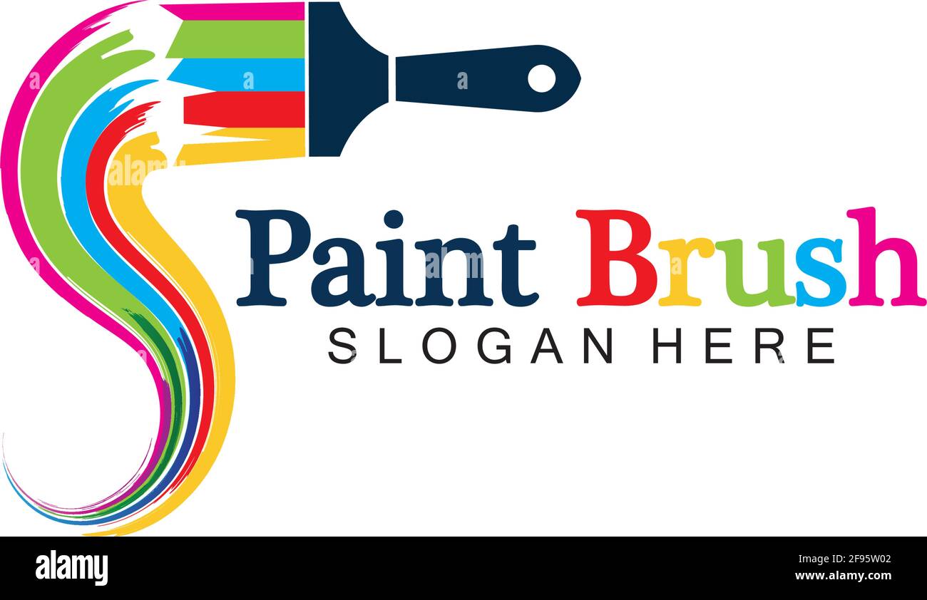 Abstrakte Vektor Malerei Pinsel und bunte Farbe Splash Symbol, Emblem, Logo-Design mit Farbe Alternative und Graustufen-Version. Editierbares EPS-Format d Stock Vektor