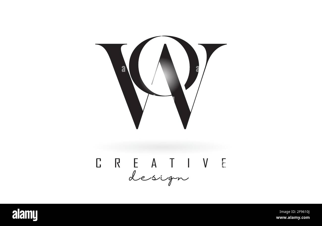 Mit Schriftschnitt und elegantem Stil, Logo-Logo-Konzept mit Serif-Schrift. Symbol für Vektorgrafik mit den Buchstaben W und o. Stock Vektor