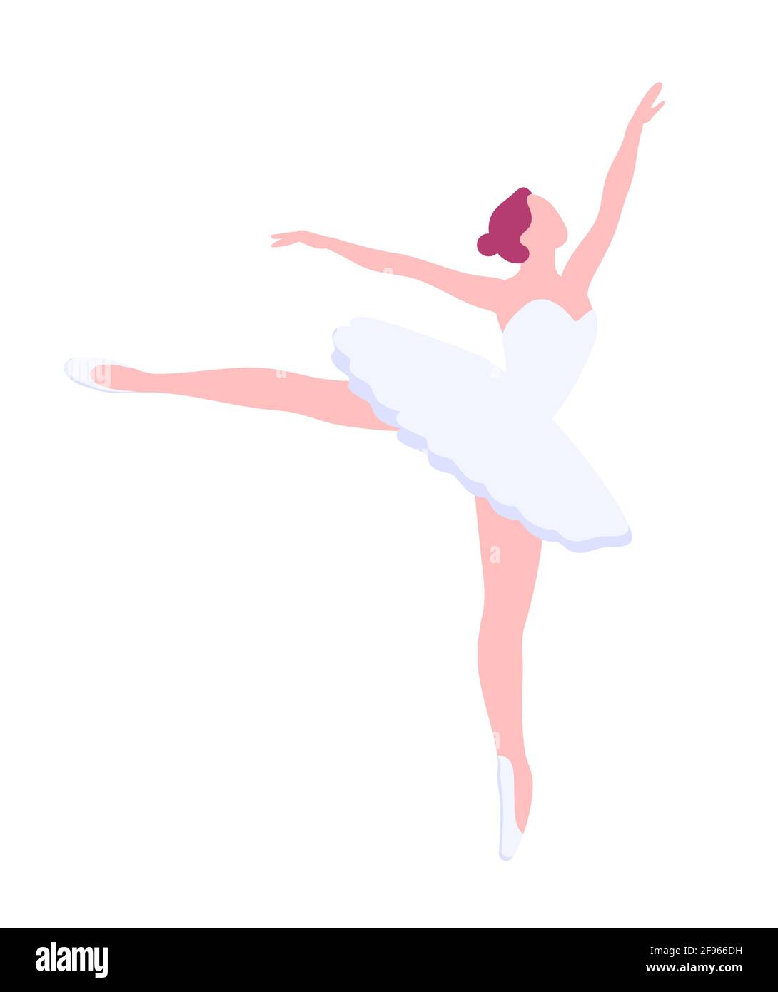 Arabesque Pose, Vektor Ballerina in flacher Form. Ballett Tänzer Clipart isolierte Illustration. Mädchen im Ballettrock tanzen. Stock Vektor