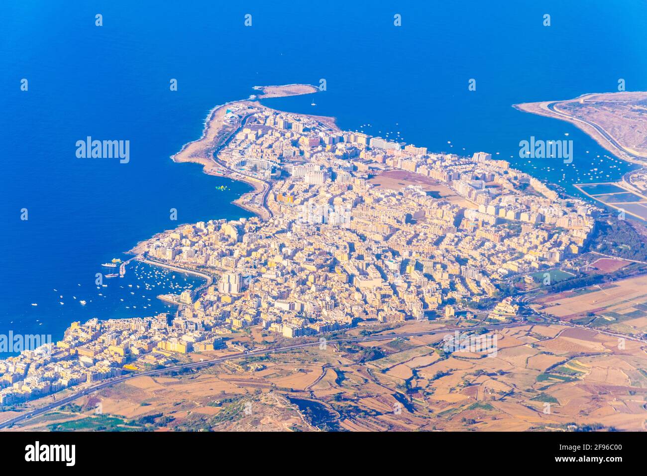 Luftaufnahme von Bugibba, Malta Stockfoto