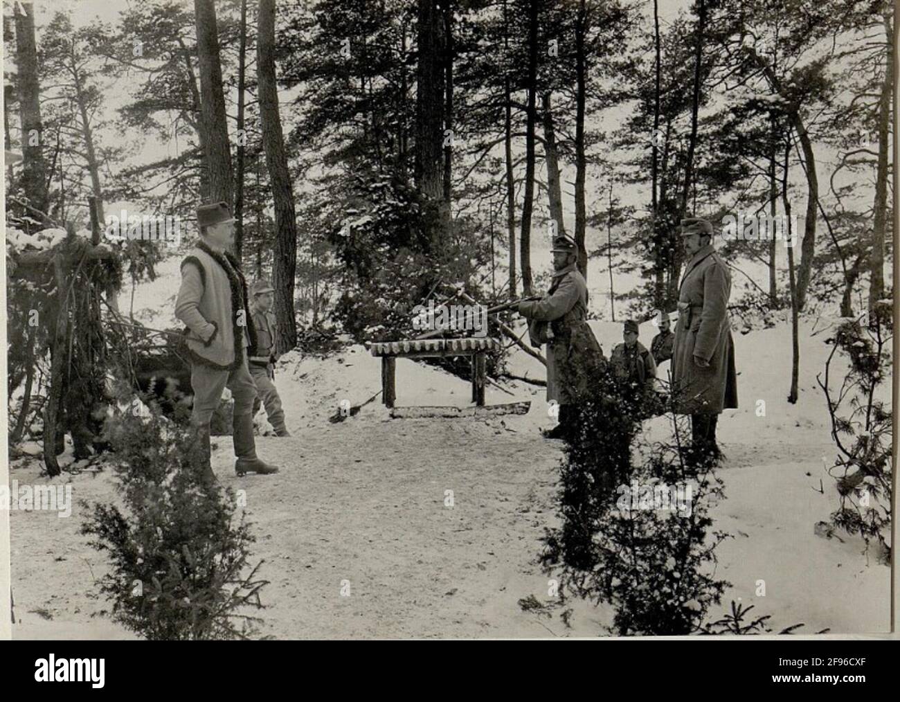 Der größte Teil der österreichischen Feldwache der I.R.84, nach dem deutschen Feldheim, Division Bredow gelöscht. Ein Jnspection. . Stockfoto