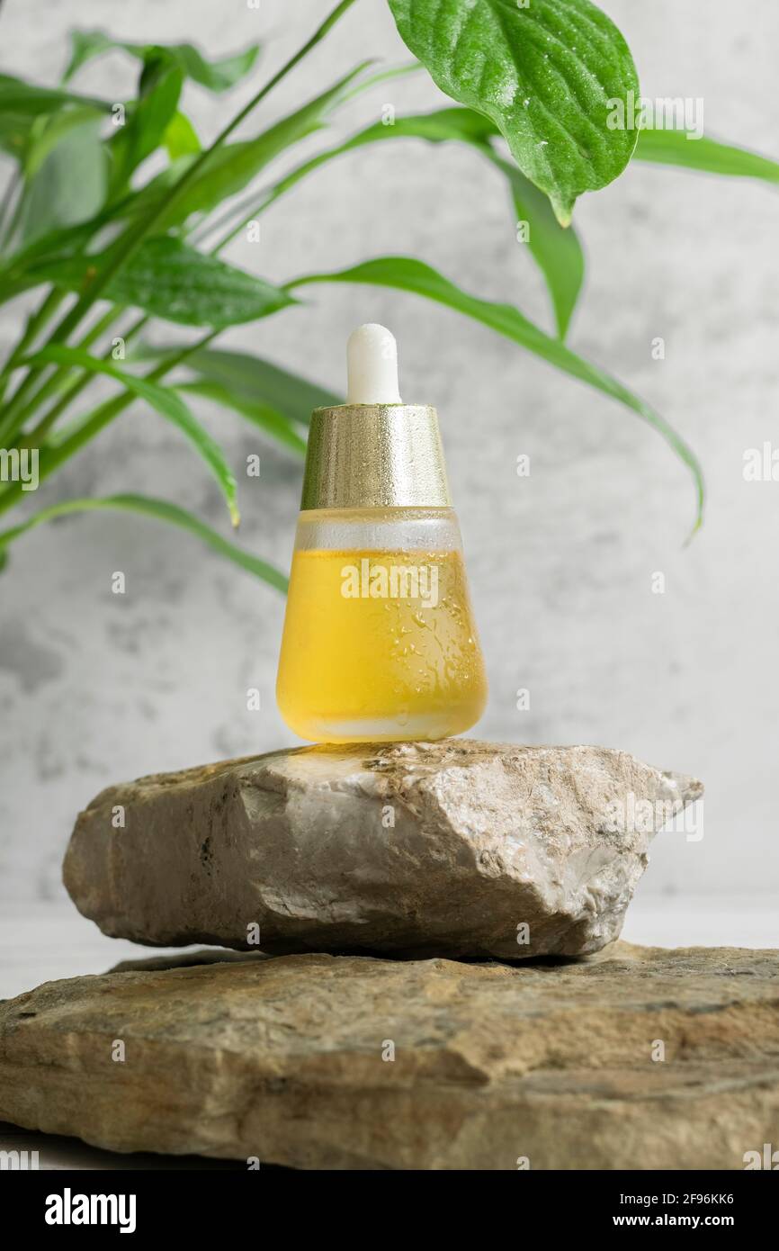 Natürliches ätherisches Öl. Homöopathie Heilmittel, gesundes Beauty-Produkt Stockfoto