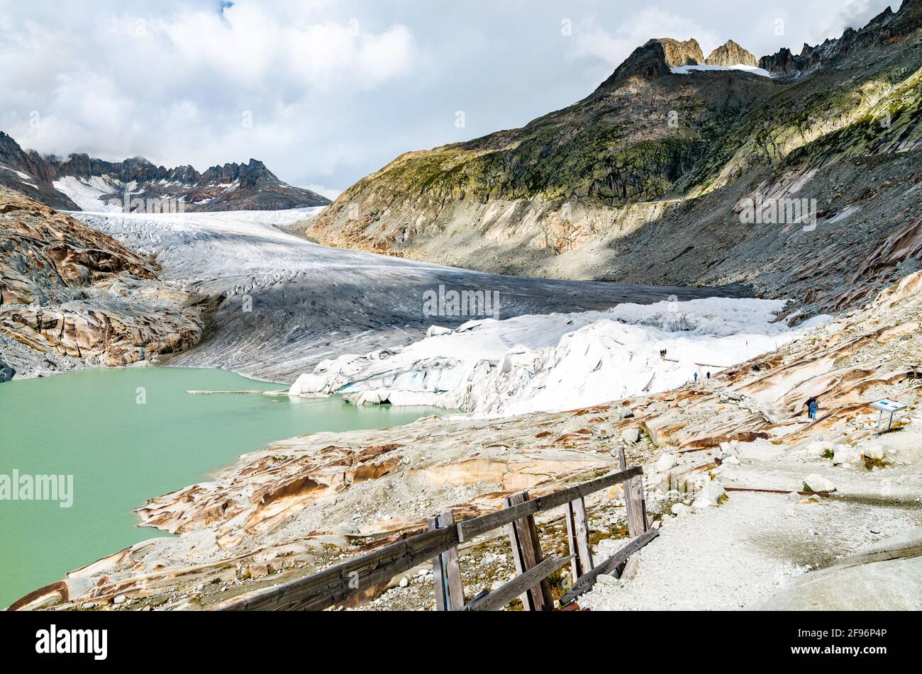 Der Rhonegletscher, die Quelle der Rhone am Furkapass in der Schweiz Stockfoto